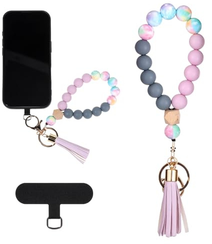 Lusofie Beaded Phone Wrist Strap with Tether Tab Elastic Phone Wrist Lanyard Phones Bracelet Strap Phones Wristlet Straps for Women