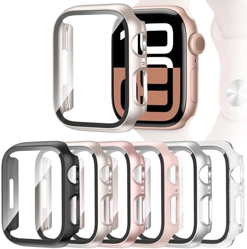 PWJCLT [6 Pack Hard Case Compatible for Apple Watch Series 11 Series 10 46mm with Tempered Glass Screen Protector, Ultra-Thin Shockproof Overall Protective Cover for iWatch