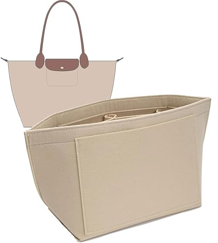 JIAMOEAT Organiseur de Sac pour Longchamp Le Pliage L – Insert en Feutre avec Multiples Poches – Organisateur de Sac à Main Compatible avec pour Longchamp Tasche Damen Cabas à Longues Anses