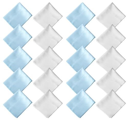 20 Stück Brillenputztücher Mikrofaser Brillenputztuch, Microfaser Reinigungstuch Brillenreinigungstücher für Brillen Gläser Kamera Bildschirm Reinigungstücher Mikrofasertuch(15 x 18cm)