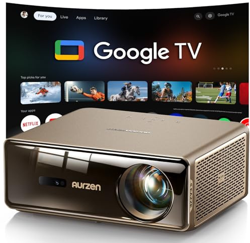 Aurzen EAZZE D1 MAX Upgraded Google TV Smart Projector 4K Supported, Ultra-Bright 1000 ANSI Lumens, MEMC Tech, Fully Automatics, 20W DoIby Audio, Home Theater Movie Projector with WiFi and Bluetooth