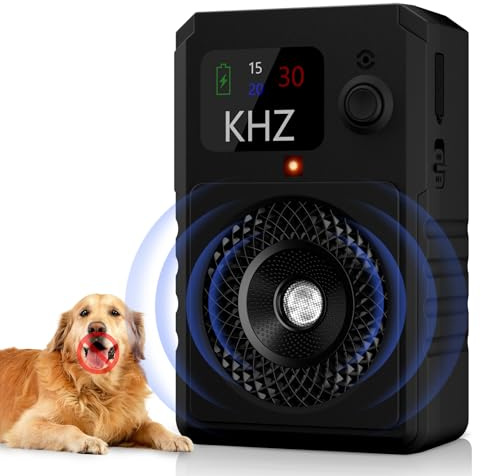 Antibell Ultraschall Gerät, 3 Modi Anti Bell Gerät Hunde, 55 Fuß, IPX5 wiederaufladbares Stopp Hundebell Gerät mit Farbdisplay, für den Innen-und Außenbereich geeignet–wirksam für Hunde aller Größen.