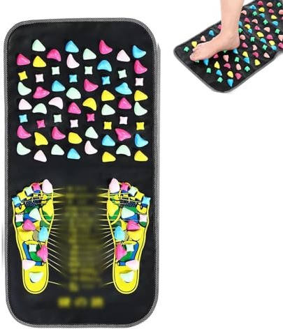 Tappetino per massaggio ai piedi, per riflessologia e camminata su strada in pietra per agopressione, tappetino per agopunto, per studenti anziani e impiegati (60 x 35 cm)