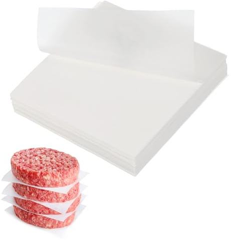 QUARKZMAN 250 Pcs Papier Sulfurisé Non Blanchi Feuilles De Cuisson Carrées, 4 Inch Papier Pour Hamburgers, Pour Cuisson Grillage Ou Stockage De Viande, Blanc