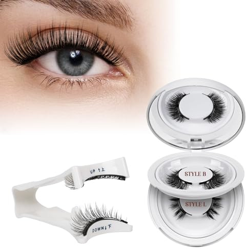 Wiederverwendbares Magnetische-Wimpern natürlicher Look mit Applikator, 2 Paar Magnet-Wimpern Set kein Kleber nötig Wimpern-magnetisch QUEWEL einfach zu tragen und zu entfernen mit Anleitung (05 B+L)