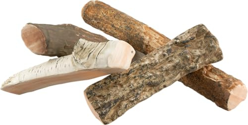 Fire & Flame Keramik Holz Mix (4 STK.), handgemacht, Deko, Bio-Ethanol oder Gas Kamin, hitzebeständig
