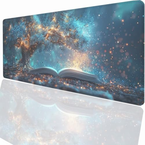 Tapis de Souris Gaming XXL Grand Mousepad 700 x 300 x 3 mm, Grand Tapis de Bureau sous Main avec Base Caoutchouc antidérapante pour PC Gamer, Améliore la précision et la Vitesse Arbre Livre LMDT13546
