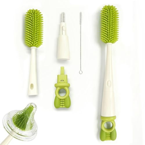 Bottle Brush, 5-In-1 Multifunctional Silicone Water Bottle Cleaner Brushes | Bottle Cleaning Brush Set with Straw Cleaner & U-Shaped Gap Brush, Bottle Cleaning Brushes for Baby Bottles Cups Tumblers