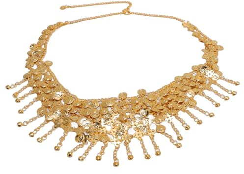 Demeras Cinturón de Bufanda de Cadera para Danza del Vientre, Elegante Accesorio de Cintura con Cadena Brillante para Puesta en Escena y Clase de Baile, Material de Hierro, 1 Unidad (Oro)