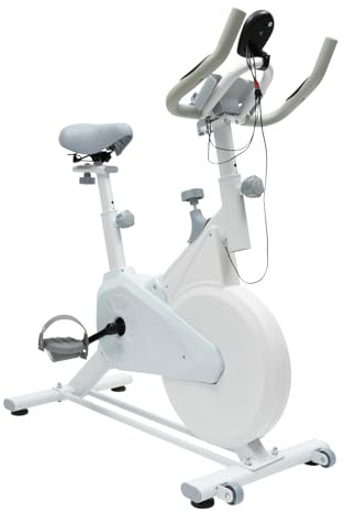 JHAUAI Vélo d'appartement avec volant d'inertie de 4 kg, écran LCD pour intérieur | Entraînement par courroie silencieuse, siège et guidon réglables, résistance réglable, mesure du pouls, charge jusqu'à 80 kg