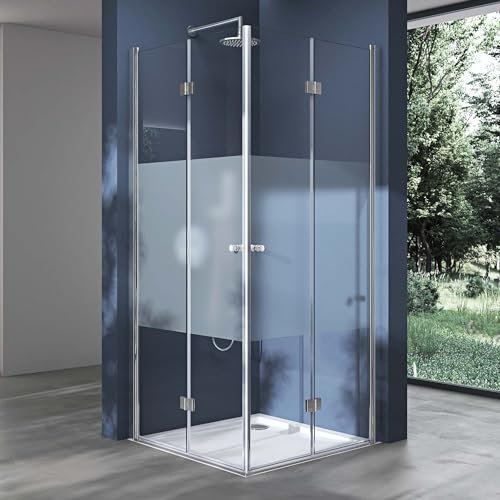 doporro Paroi de Douche Pliable 70x80 Porte de Douche Pliante Montage Réversible avec Bande Opaque Ravenna26MS Cabine de Douche avec Receveur 70x80x190cm