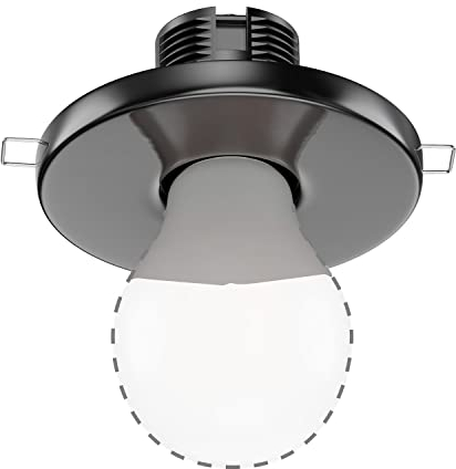 ledscom.de Plafonnier encastré TELA, porcelaine, noir brillant, rond, 99mm Ø, 1x E27 max. 60W