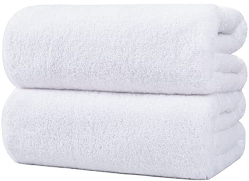 Polyte - Toalla de baño de Microfibra antipelusa - Secado rápido - Premium - 88,9 x 177,8 cm - Pack de 2 (Blanco)