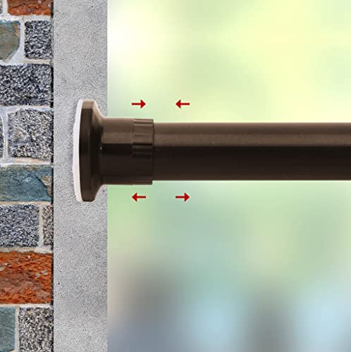 Refrze Room Divider Tension Curtain Rod, Tension Shower Curtain Rods, Premium Tension Windows Curtain Rods,No Drilling,Adjustable Bathroom Stall Tension Pole-Brown 83-122 Inch
