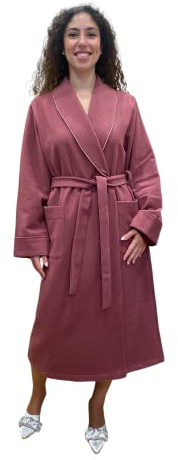 SGARLATA HOME Vittoria Damen-Bademantel aus Wolle und Kaschmir, Modell klassischer Schal, altrosa, XXL