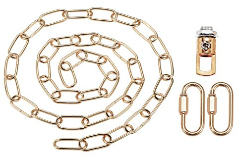 YOKIVE 1 Set Pendant Light Fixture Chain, 4mm Thick Chandelier Hanging Link with Connector Hooks Ring, Great for Ceiling Lights, Lamps (Dark Gold, 56-Inch)