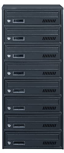 Mehrfamilienhaus 8er GLM Euro Anthrazit RAL 7016 Briefkastensysteme Briefkastenanlage Wandbriefkasten Postkasten