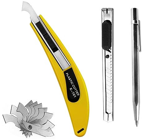 HJYZY Juego de 3 cortadores acrílicos de plexiglás, herramienta de corte de azulejos para láminas de plástico acrílico de plexiglás con 10 cuchillas de repuesto