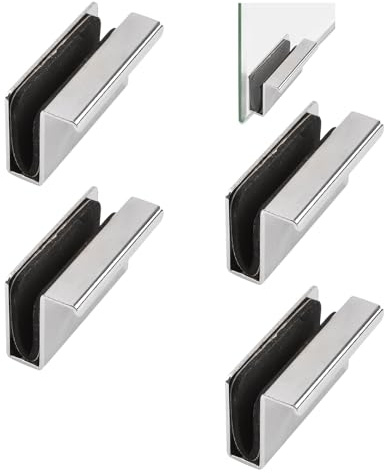 UFURMATE Glas-Fingerkantenzug, 4-tlg. Glas-Fingerzuggriff, Glastür-Clips, Schrankverriegelungsklemme, verdeckter Griff für Display-Glasvitrinentür (Silber)