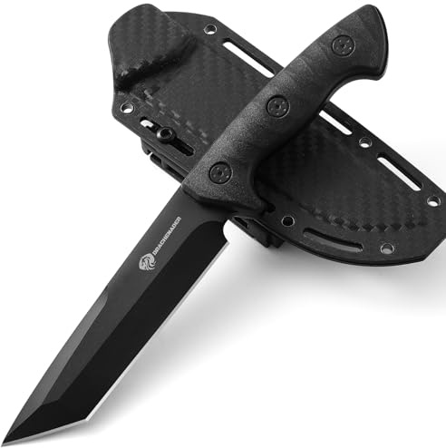 DRACHENADER Fulltang Tanto Cuchillo de supervivencia de acero de 5mm de grosor Cuchillo Jgad Outdoor XR-B01-FT con funda de plástico