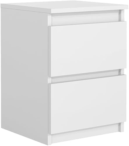 MebLocker Nachttisch 40 cm, 2 Schubladen, Weiß | Schlafzimmer, Nachtschrank, Nachtkästchen, Nachttisch 40x55x39 cm