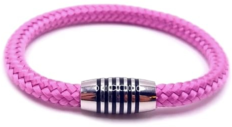 Armband Granny rosa aus farbintensiven Paracord-Segeltau mit schwarz emailliertem Edelstahlmagnetverschluss. (19.00)