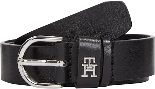 Tommy Hilfiger Damen Gürtel Essential Effortless 2,5 cm Ledergürtel, Schwarz (Black), 90 cm