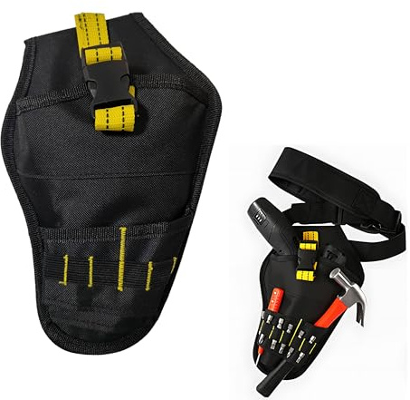Copechilla Werkzeugtasche für akkuschrauber mit verstellbarem gürtel Schwarze werkzeugtaschen für akku-bohrmaschine und Bohrer,Mehrere Taschen verdicktes Oxford-gewebe langlebig und robust