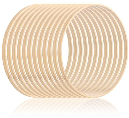LDXDRU 12 Stück Holzringe zum Basteln 20cm Makramee Ringe Bambus Floral Hoop Holz Blumenkranz Traumfänger Holzring Bambus Ringe Set für Wickeltechnik, Traumfänger, Floristik, Hochzeitskranz