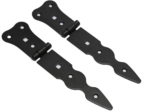 Pack of 2 x 150 mm Narrow T-Hinge Black, Retro Steel Tee Hinges, Weather Resistant, Rust Proof Powder Coating, T Strap Hinges for Indoor, Outdoor, Gates, Sheds, Barn Doors, Gazebos, Wardrobes, Chests