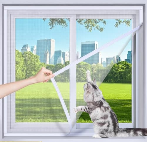 Katzen-Fensternetz in individueller Größe, Balkon-Katzen-Sicherheitsnetz | Fensterschutz für Katzen, Vögel, Anti-Moskito, Insekten, Insekten, Fliegengitter mit Reißverschluss