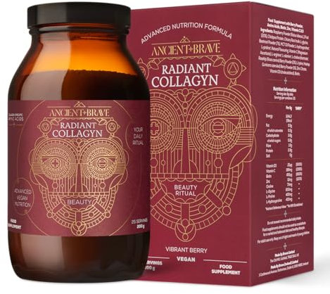 Ancient + Brave - Radiant Collagyn for Beauty 200 Grams - Vegan Collagen Powder with Chicory Root - Plant Based Supplement for Hair, Skin & Nails - Non-GMO, Paleo & Keto