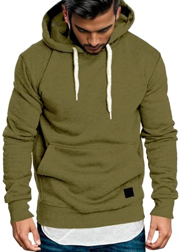 Rrongwn Kapuzenpullover Herren Langarm Hoodie Herren Warm Pullover mit Kapuze Casual Kapuzenjacke Hoodie Baumwolle Sweatshirt Kordelzug Hoody mit Tasche