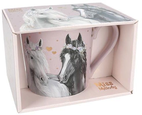Depesche 13070 Miss Melody Fantasy Horse - Tasse in mattem Flieder, mit Pferde-Aufdruck und Spruch, Trinkbecher aus Porzellan mit Henkel, Füllmenge ca. 300 ml