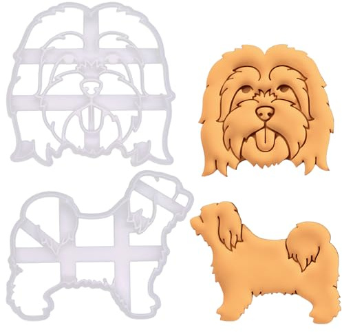 BAKERLOGY Set of 2 Tibetan Terrier Dog Cookie Cutters - Detailed Biscuit Cutter Design for Baking and Crafts, Ideal on Fondant, Dough, Clay
