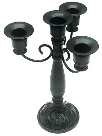 JUNNASALIKER Baroques Iron Candlestick Centerpieces 4 Arms Candelabra Holder Vintage Metal Stand Dinner Table Decors