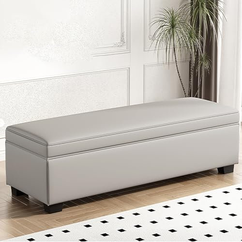Quadratische Leder-Ottomane für Schlafzimmer und Wohnzimmer, 40 cm hohe Eckbank mit Aufbewahrungsmöglichkeiten erhältlich.