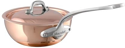 Mauviel M'Heritage 150 S Kochtopf aus poliertem Kupfer und Edelstahl, mit gebogenem Deckel und Griff aus gegossenem Edelstahl, 3,6 l, hergestellt in Frankreich