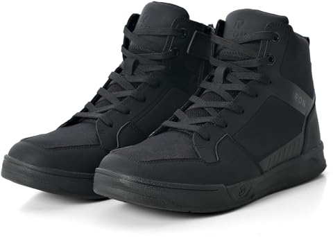 IRON JIA'S Motorradschuhe Herren Motorradstiefel für alle Jahreszeiten geeignet, wasserdicht rutschfest atmungsaktiv modisch und bequem Schwarz 45