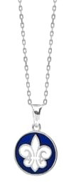 TALISMAN JEWELLERY Pendentif en argent 925 et émail bleu - Fleur de lys (14 mm), 14 MM, Argent sterling Résine, Sans objet