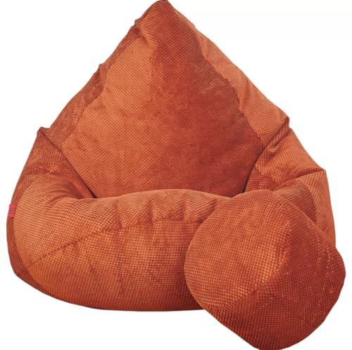 Slevobox Sitzsack mit Hocker Ziegelrot 95x95x120 cm - XXL Sitzsack Erwachsene mit Füllung - Schlafzimmer und Wohnzimmer Möbel - Samt Indoor Sitzsäcke - Bean Bag - Lounge Sessel