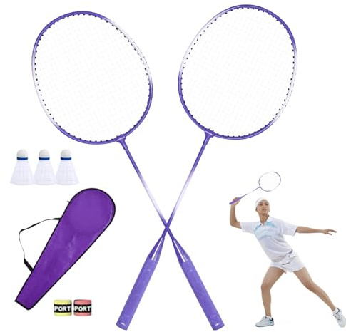 Badmintonschläger-Set - Tragbares Badminton-Set für Erwachsene, Jugendliche & Kinder, komplette Outdoor-Sportausrüstung, leichte Schläger, Federbälle & Zubehör für Freizeit, Hinterhofspaß, Familie
