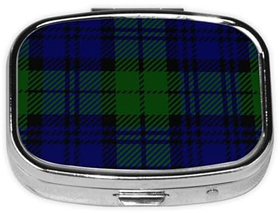 Black Watch Tartan Plaid, Meta Pillendose mit 2 Fächern, Medikamentenetui, tragbarer Organizer