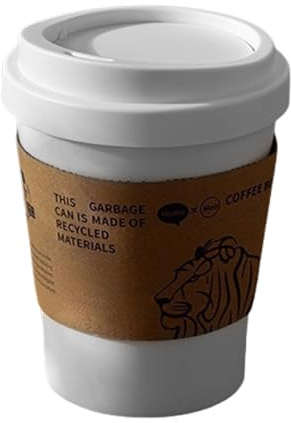 Générique Poubelle, Corbeille Design Tasse à Café Miniature, Couvercle Battant Grande Capacité pour Salle de Bain, Jardin, Bureau, Cuisine, Chambre et Espaces Restreints