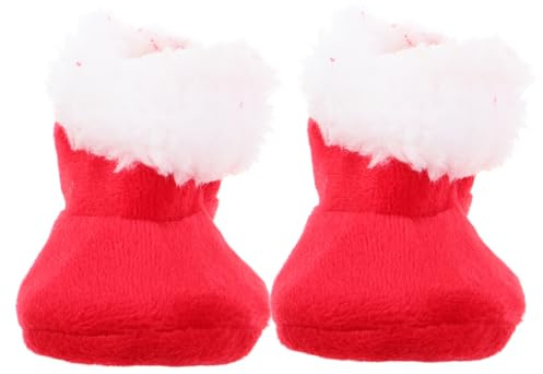 FRCOLOR Mini Christmas Boots Doll Shoes for Dolls House Decoration Red Faux Fur Santa Snow Boots Miniature Christmas Mini Shoes Dress Accessories Holiday Scene