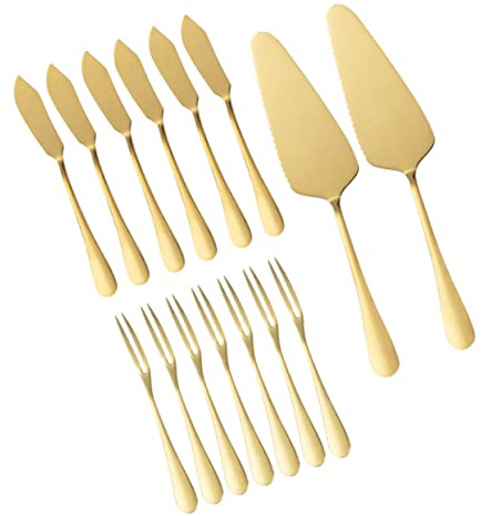 Mipcase Spatule à Gâteau Inoxydable et Fourchettes Dessert Multifonctions, Set 14 Pièces, Outils Pâtisserie Créatifs pour Fêtes et Mariages, Ustensiles Cuisine Solide et Réutilisables