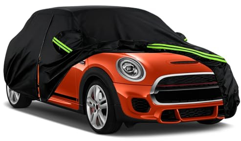 Car Cover Compatible with Mini Cooper 3 Door 2000-2026, Full Exterior Cover | Waterproof Full Garage Car Cover with Cotton Lined and Zipper Door for Snow, Rain, All Weather Protection