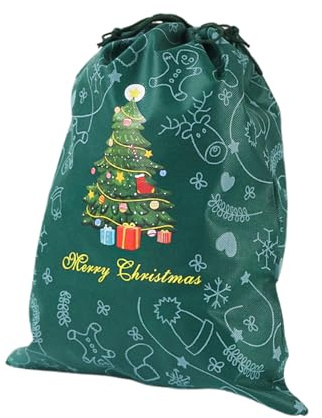 Sacchetti regalo per le feste, sacco in tessuto non tessuto con cordoncino, sacchetti per natalizie per feste invernali, caramelle, cibo, biscotti, piccoli giocattoli, decorazioni