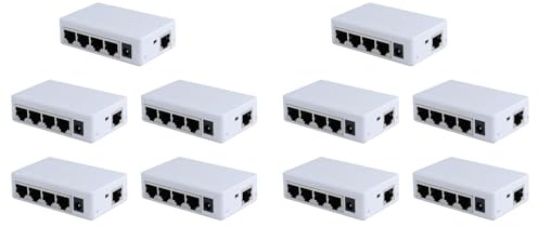 Uikdjgu 10X 4 Port POE Extender 100Mbps 1 in 4 Out 250 Meters Network Switch Repeater IEEE802.3af/At