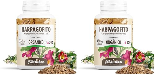 Garra del Diablo - Harpagofito Orgánico - Harpagophytum procumbens - 330 mg - 200 cápsulas vegetales (Paquete de 2)